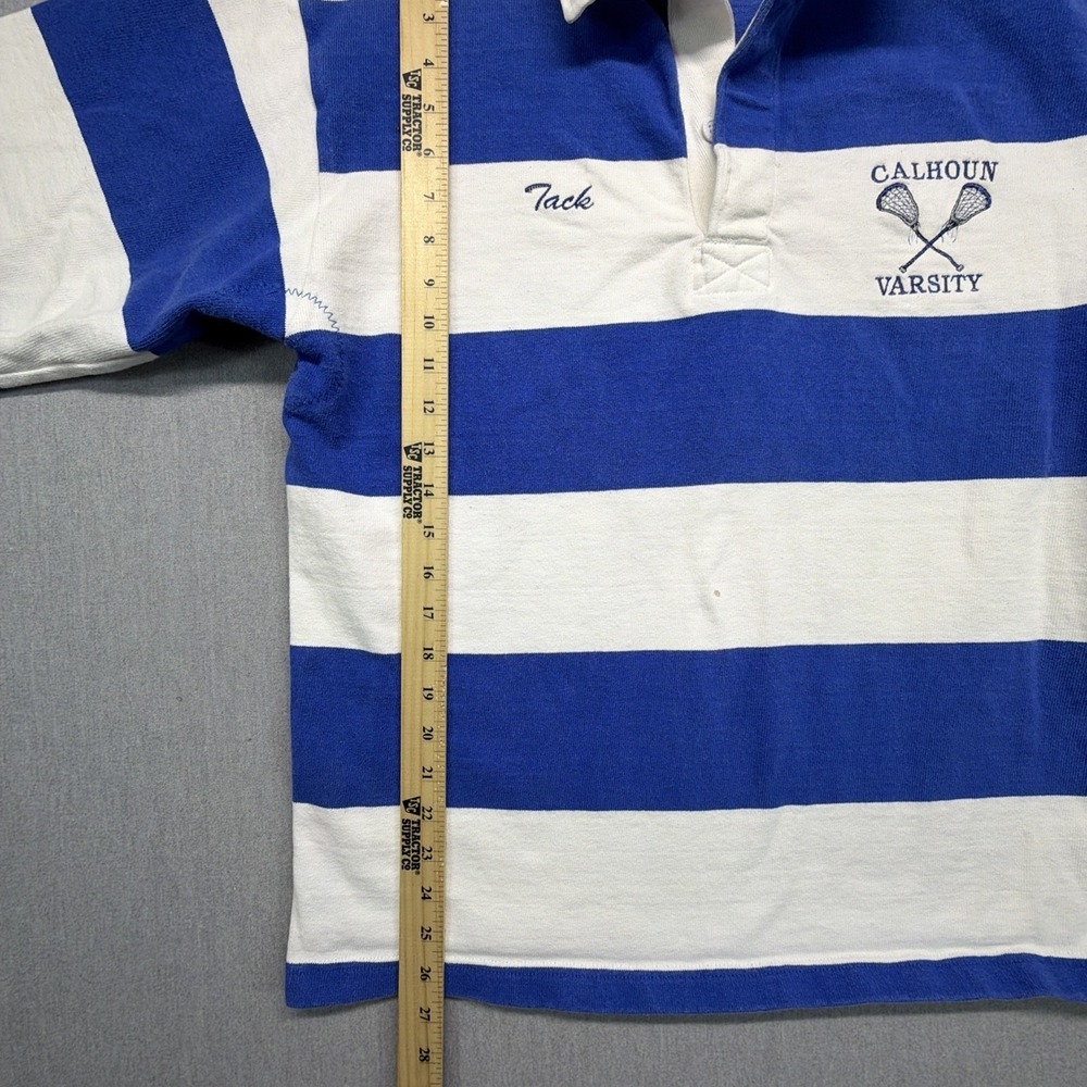 Vintage Barbarian Rugby Mens Medium Striped Longsleeve Polo Calhoun - Picture 9 of 11